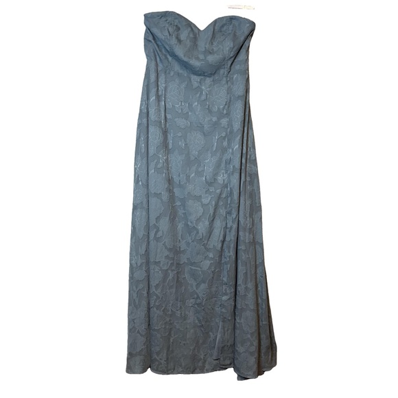 Lulus Garden of Romance Dusty Blue Floral Burnout Strapless Maxi NWOT Sz XL - Picture 5 of 8